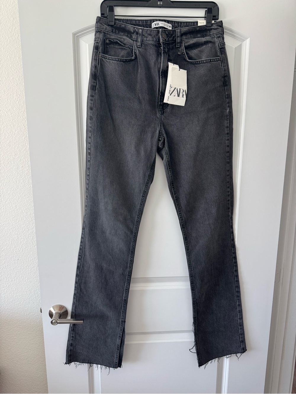 NWT ZARA HIGH RISE SLIM FLARE FULL LENGTH SPLIT JEANS SIZE 10